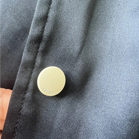 CELINE CROPPED BOMBER JACKET IN THICK SATIN NAVY - Picture 9 of 9